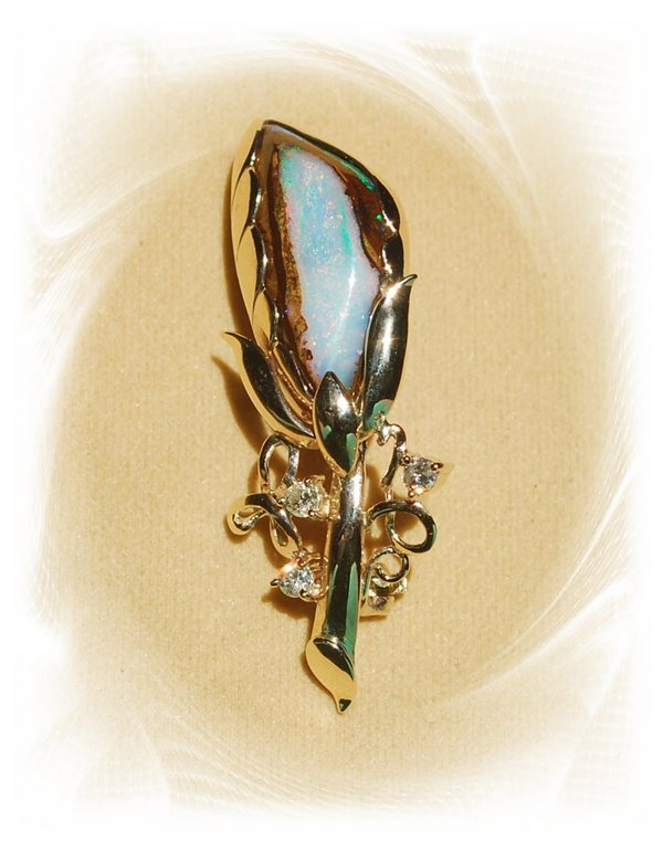 Advance Jeweller - Corn - Yowah Nut Opal Pin Brooch